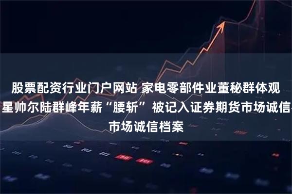 股票配资行业门户网站 家电零部件业董秘群体观察：星帅尔陆群峰年薪“腰斩” 被记入证券期货市场诚信档案