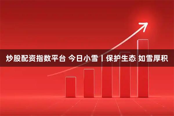 炒股配资指数平台 今日小雪丨保护生态 如雪厚积